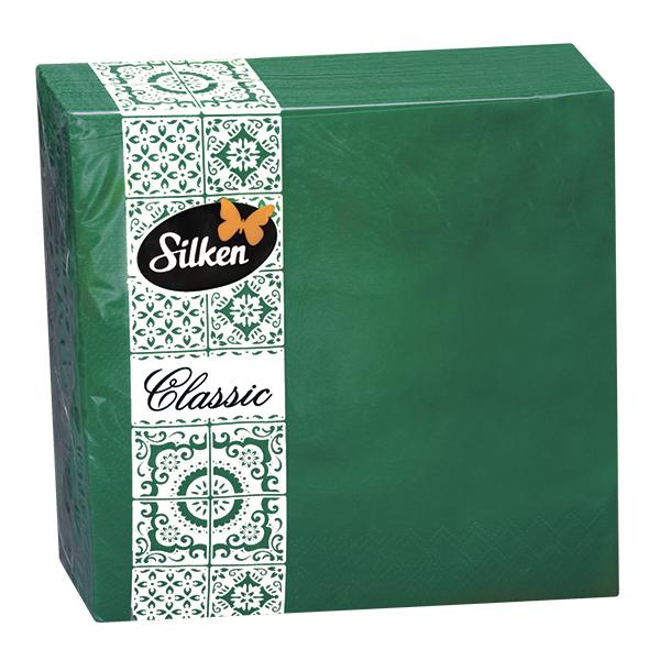 Серветки паперові Classic Зелені TM Silken 2 шар 50 шт -розмір 33*33 см